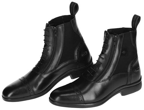 Covalliero Bota de montar Vienna, zapato de montar, cuero, negro, talla 39, mujer, con soportes para espuelas, inserto elástico