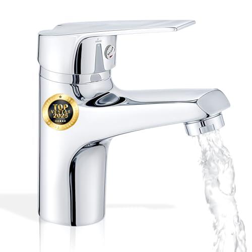 Grifo Lavabo UTENSILIFY® PREMIUM |Grifo Baño|Grifos Monomando Lavabo de Laton Cromado|Griferia Baño|Monomando|grifo de Lavabo|Incluye mangueras de 3/8