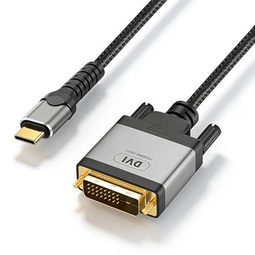 Cable USB C a DVI 4K @30Hz Thunderbolt a DVI Cable USB Type-C (Thunderbolt 3) a DVI, Cable USB-C a DVI-D Compatible con MacBook Pro, Samsung Galaxy, Surface Book, Dell, Pixelbook y más-2M