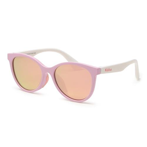Kiddus Gafas de Sol Niña 4-8 Años, Polarizadas UV400 CAT3, Montura TR90 Flexible, Patillas TPE, Puente de Silicona, Certificación CE ISO REACH