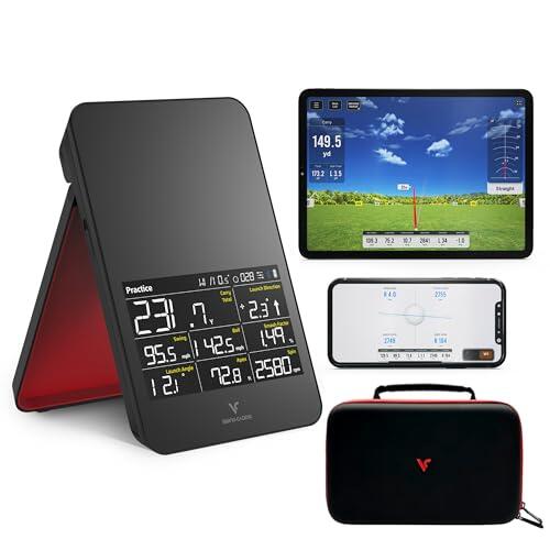 Voice Caddie SC4 Pro - Monitor de Lanzamiento de Golf y simulador de Rango de conducción 3D con Funda Oficial para Uso en Interiores y Exteriores, analizador portátil de Swing de Golf