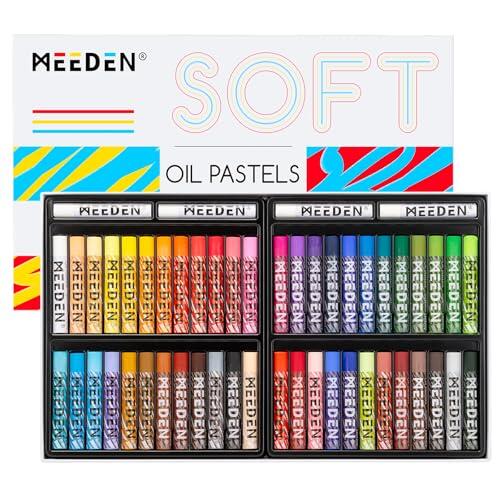 MEEDEN Juego de pasteles al óleo suaves: 48 colores con 4 pasteles al óleo blancos adicionales para artistas, principiantes, adultos, profesores, crayones vibrantes al óleo para pintura y dibujo