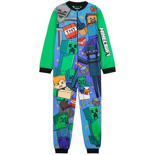Get Trend Minecraft Pijama Entero Niño Adolescente, Pijama Polar Infantil de Una Pieza con Cremallera, Mono Cómodo para Invierno (11-12 Años, Multi Minecraft)