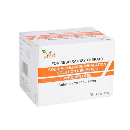 Solución salina hipertónica para inhalación VED, cloruro de sodio (NaCl) al 7%, 25 viales de dosis unitaria de 4,0 ml para adultos y niños.