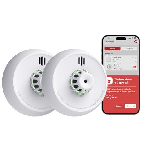 X-Sense Detector de calor interconectado inalámbricamente con batería sellada de 10 años y fácil instalación, detector de calor compatible con estación base, XH02-M, paquete de 2