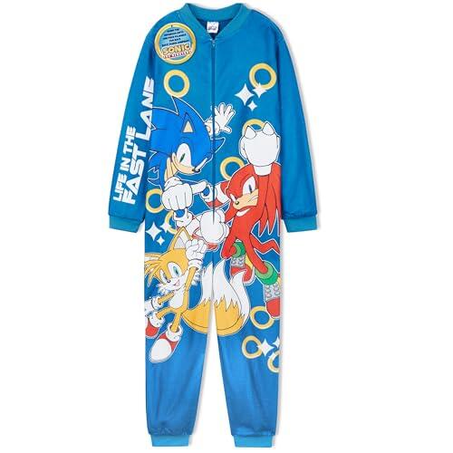 Get Trend Sonic The Hedgehog Pijama Entero Niño con o sin Capucha, Pijama Una Pieza, Polar Ropa de Dormir, Regalos para Niños (4-5 Años, Teal Sonic)