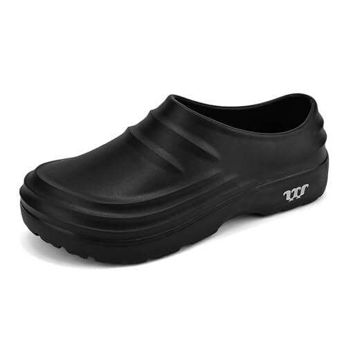 MEIAGDT Zapatos de Cocina Antideslizantes para Hombre y Mujer, Zapatos de Chef Resistentes al Aceite e Impermeables con Suela de Goma Antideslizante, Zuecos de Hombre para, Color Negro - Talla 38