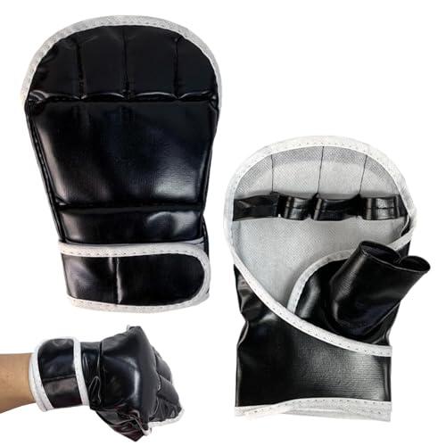 Guantes de Boxeo de Kickboxing, Guantes de Boxeo de Medio Dedo para Adultos y niños, Guantes de Garra de Tigre de PU, Guantes de Entrenamiento de Muay Thai, Guantes de Entrenamiento de Agarre -