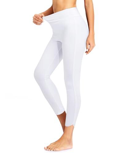 Holipick Pantalones de Natación de Cintura Alta para Mujeres - Leggings de Natación Traje de Baño UPF 50+ Protector Solar, Blanco, Large