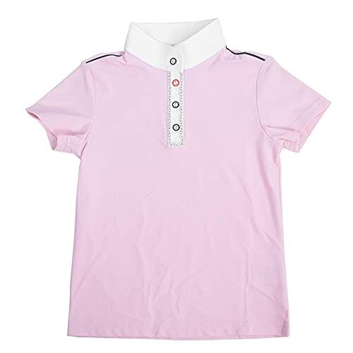 RiToEasysports Camisas Ecuestres para Montar a Caballo para Niñas,Camiseta Ecuestre Deportiva Cómoda Rosa para Niños y Niñas (130)