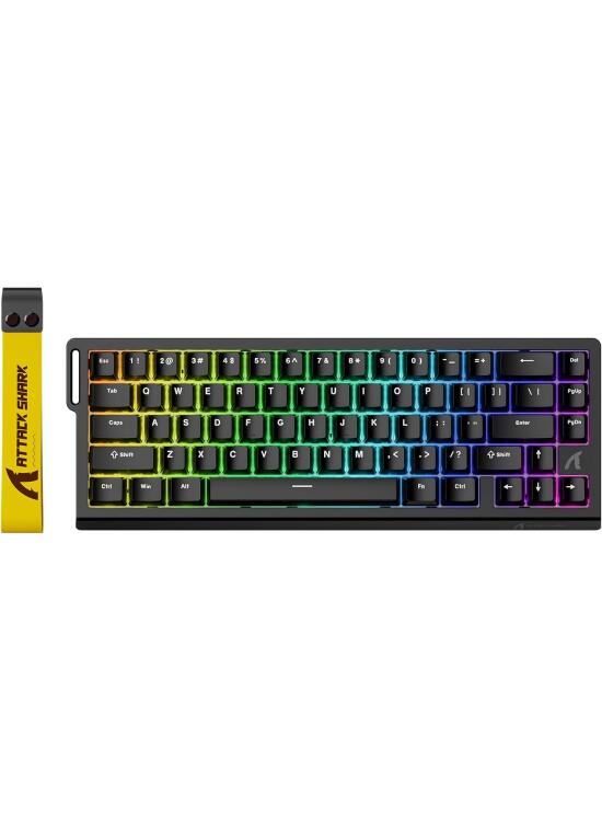 ATTACK SHARK X68 HE Teclado 8000Hz Rapid Trigger, Teclado Gaming RGB con Interruptor Magnético de 60%, Precisión RT de 0,01 mm, Actuación Ajustable, Snap Tap, para PC/Mac, Negroa