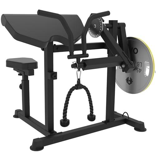 HVO Banco de Bíceps y Tríceps: Banco Ajustable 2-en-1 para Curl de Bíceps y Extensiones de Tríceps Sentado – Banco de Musculación para Entrenamiento de Brazos en Casa, Negro