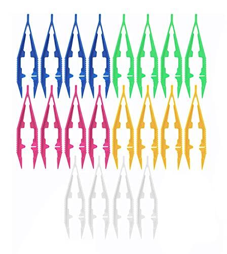 Pinzas de Plástico,Pinzas de Agarre Pinzas de Primeros Auxilios 20 Piezas Pinzass para Manualidades,Pinzas para Perlas Coloridas,Pinzass para Abalorios para Uso Escolar,Manualidades DIY