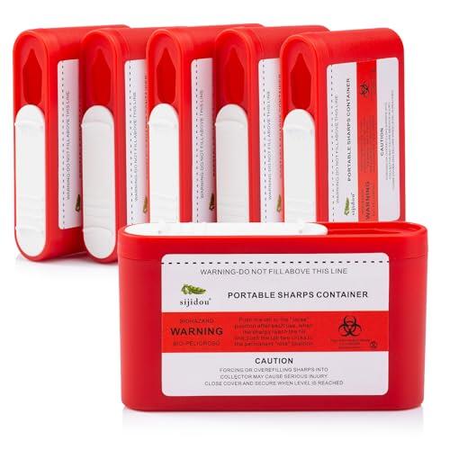 Pack de 6 pequeños contenedores portátiles para eliminación | Contenedor de descarte apto para viajes para diabéticos y uso médico (6)