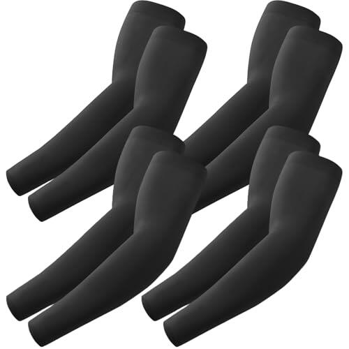 fuinloth 4 Pares Mangas de Brazo para Hombres y Mujeres, Deporte Compresión Protección Solar 4 Negro