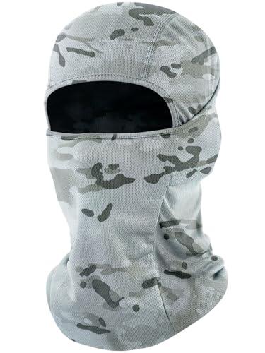 fuinloth Pasamontañas Balaclava Moto, sotocasco Máscara de Esquí Bici Ciclismo Ski Mask Hombre y Mujer Camuflaje Blanco