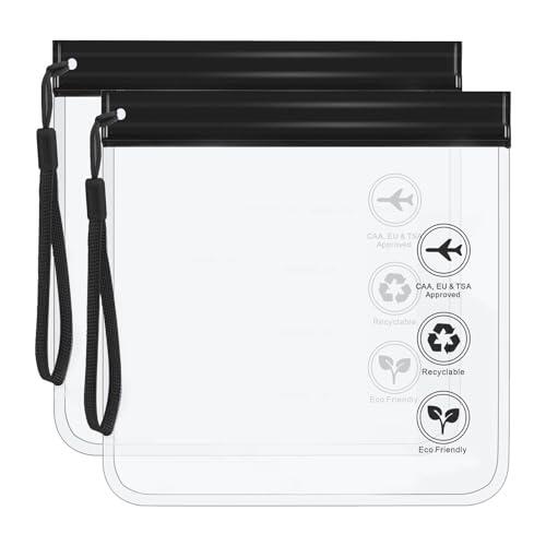 Diffaxy 2 bolsas impermeables para aeropuerto, 20 x 20 cm, a prueba de fugas, bolsas con asa, accesorios de viaje, utensilios de vacaciones, transparente, Planta medicinal