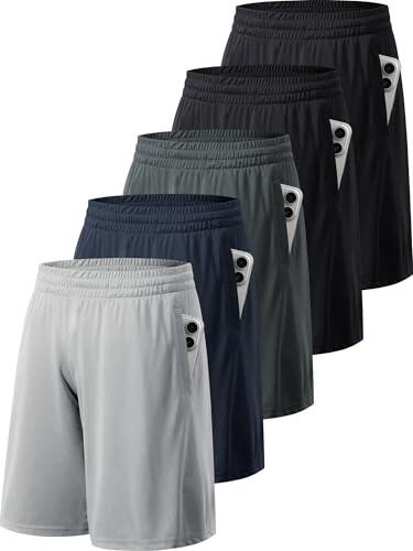 miijoory Paquete de 5 Pantalon Corto Hombre Deporte con Bolsillos Pantalones Cortos Deportivos de Secado Rápido y Transpirables para Correr Entrenamiento Ropa Shorts Deportiva(M)