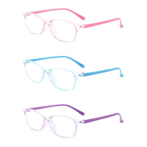 CVDYWDJIE 3 Piezas Gafas Infantiles Gafas Simples Monocromáticas Gafas De Lectura Gafas De Moda Para Niños Y Niñas Gafas Para Juegos De Computadora A Prueba De Luz