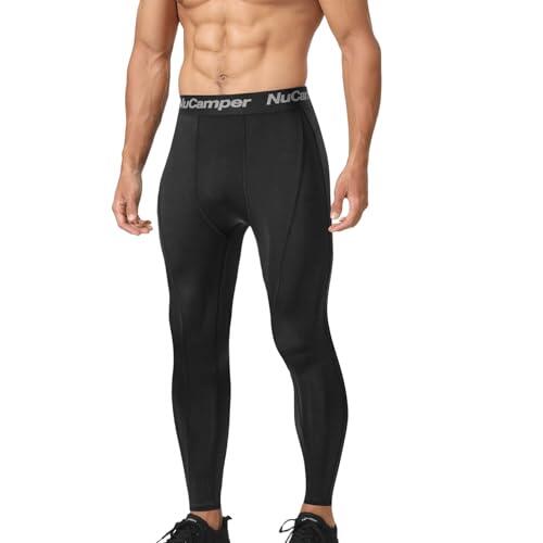 NuCamper Pantalones de Compresión para Hombres, Hombres de Correr Apretado Baselayer Leggings,Secado Rápido Pantalón Largo Deportivo Entrenamiento Atlético, Fitness,Bloncesto,Gimnasio