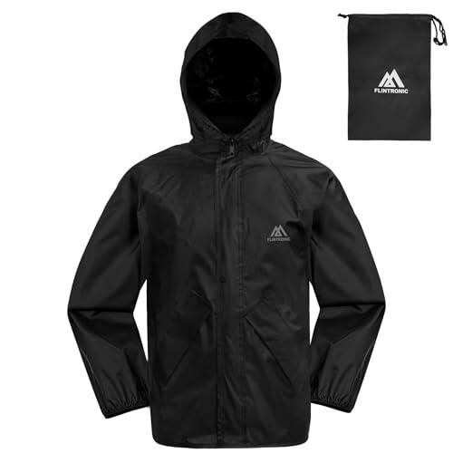 flintronic Chaqueta Para Niños, Chubasquero Impermeable Con Capucha, Cortavientos Niño Niña, Chaqueta Outdoor Running con Estuche, M (9-10 años)
