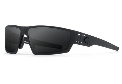 Gatorz Warhawk ANSI Z87+/MILSPEC - Gafas de sol balísticas, fabricadas en los Estados Unidos, Negro con logotipo negro - Ansi Z87.1 Milspec Ballistic Smoke, X-Large