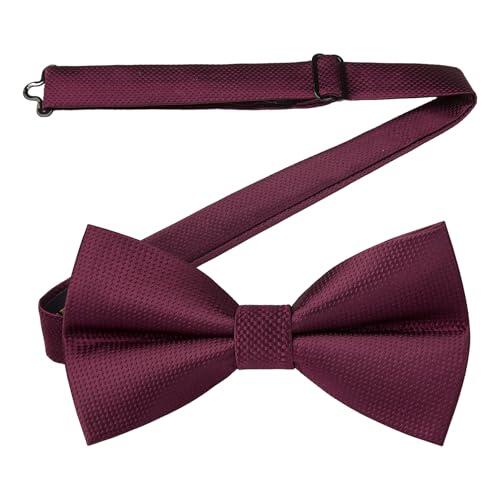 HISDERN Pajarita Borgoña Hombre Elegante Pajaritas Preatada Ajustable Corbatín de Color Sólido para Fiesta Bodas