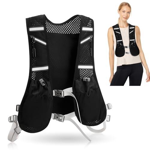 SupRovare Chaleco para correr para hombre y mujer, chaleco de correr, correas ajustables en el pecho, mochila ultraligera para correr, chaleco reflectante, mochila de hidratación para maratón, trail