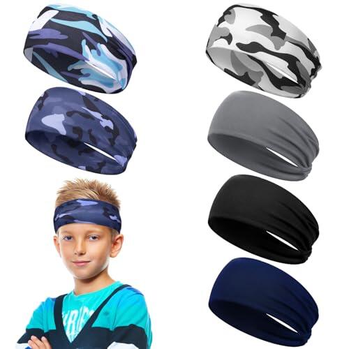 Yuanchu 6 diademas deportivas para niños, transpirables, antideslizantes, elásticas, transpirables, para baloncesto, béisbol, fútbol (B)