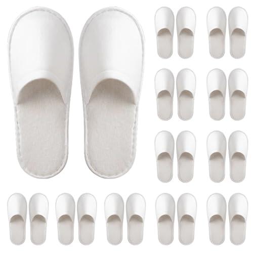 HTTDSLF 12 Pares Pantuflas Desechables Blancas/Zapatillas de Hotel Para Invitados/de Estar Por Casa Para Hombre Mujer - Ideal Para Viaje, Hogar, Baño, Boda