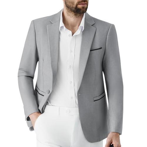 Autsel Blazer Chaqueta de Traje para Hombre Slim Fit con 1 Botón Blazer para Hombre Elegante Formal para Bodas Negocios y Veladas Gris Claro XL