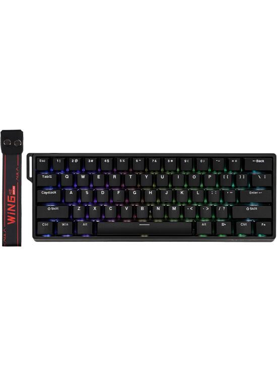 EPOMAKER Aula WIN60 HE Teclado Magnético 60% con Cable, Acción Ajustable, Tasa de Sondeo 8000Hz, Switches Hall Effect, Intercambiable en Caliente, para Juegos de FPS, QWERTY (Negro)