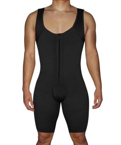 Fajas Shapewear Mono Reductoras Hombre Body Shaper Control de Abdomen y Piernas Compresión de Cuerpo Moldeadora Calzoncillos Pantalones Camiseta interior (FR/ES, Letras, XL, Regular, Regular, Negro)