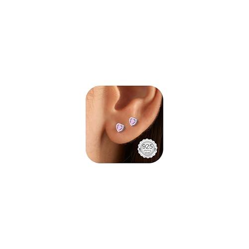 Adramata Pendientes de Plata de Ley 925 Hipoalergenicos - Mariposa Flor Corazón Pequeño Aretes Lindo para Niña Mujer