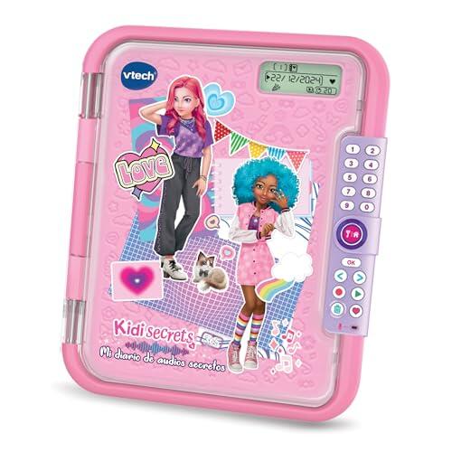 VTech - KidiSecrets 365 Mi Diario de audios Secretos, Guarda 365 Notas de Voz, Código Secreto, Personalizable, Incluye Cuaderno y rotulador, Regalo niños +5 año, Versión ESP