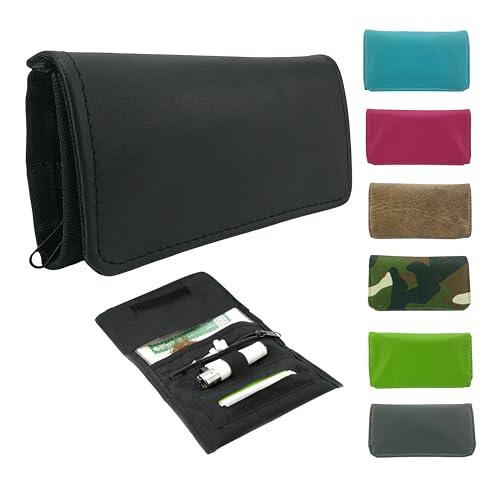 Tabaquera Tabaco De Liar | Fabricado En España | Pitillera Tabaco De Liar | Pitillera de cuero | Sintético y Lona | Cartera Estuche Elegante | Resistente y Duradera (Negro)