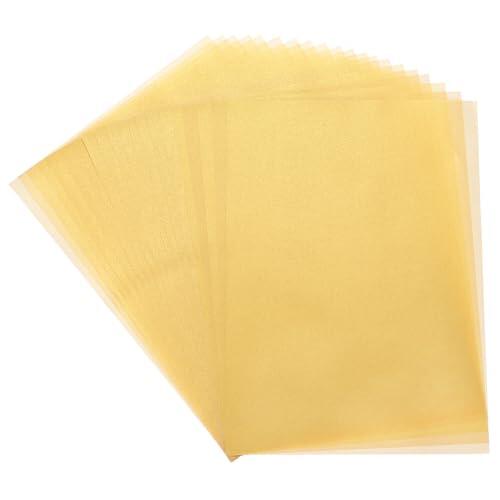 QUARKZMAN Papel de Pergamino de Colores, 40 Hojas de Transparencia Dorada de 8.3" x 5.9", Papel de Pergamino Imprimible, Hojas de Pergamino Translúcido para Imprimir Invitaciones de Boda
