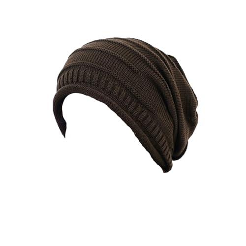 rtdgcv Gorro de invierno para mujer, diseño trenzado, para invierno, holgado, para invierno, café, Talla única