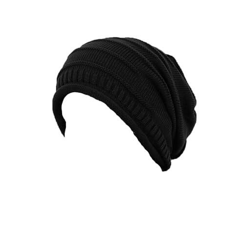 rtdgcv Gorro de invierno para mujer, diseño trenzado, para invierno, holgado, para invierno, Negro , Talla única