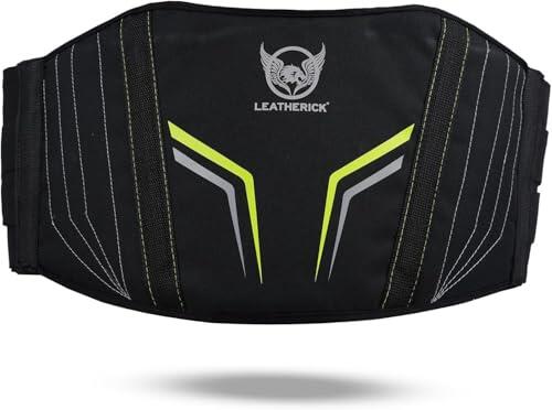 Leatherick Cinturón Lumbar para Motociclistas, Unisex – Fabricado en poliéster Cordura 1000D, con Soporte Lumbar Reforzado, Ideal para Motociclistas y Motociclistas (Amarillo y Gris, (XL to 2XL))