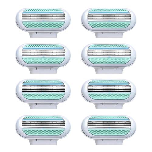 8 Recambios para Maquinilla de Depilación de Mujer, Cuchillas de Afeitar con 3 Capas de Acero Inoxidable, Hojas Duraderas y Suaves, Compatible con Venus, Afeitado para Vello Corporal y Axilas