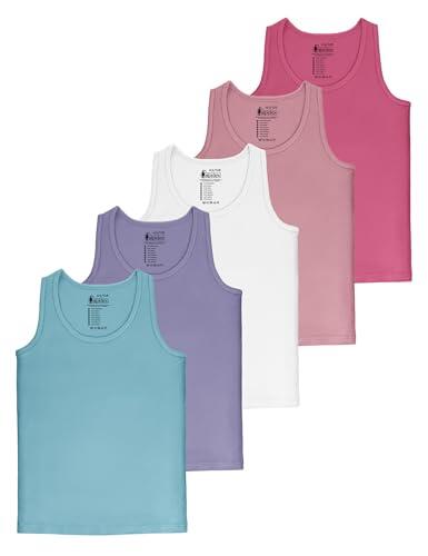ALPIDEX Pack de 5 Camisetas Interiores Niñas 100% Algodón Camisetas Sin Mangas, Tamaño:134-140 cm (9-10 años), Color:Cupcake