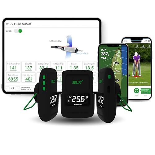 Swing Logic SLX Hybrid Mini Basic Portable Golf Launch Monitor - Golf Ball Distance, Ball Speed, Club Head Speed, Smash Factor, GPS Device with Swing Video Capture, App Included