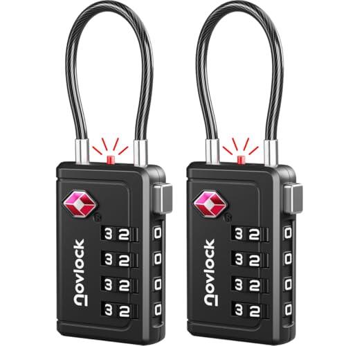 Candados TSA con indicador de apertura – Combinación de 4 dígitos para maletas, mochilas, equipaje de mano y taquillas, color negro (2 uds.)