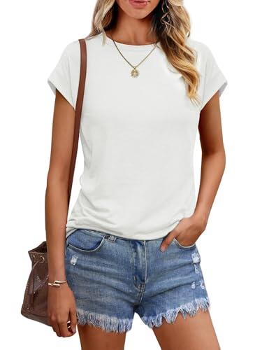 Wayleb Camisetas Manga Corta Mujer Verano Cuello Redondo T-Shirt Elegantes Casual Sólido Básica Top