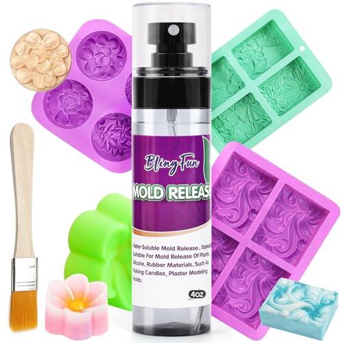 Spray desmoldeante BlingFun para la fabricación de velas y resinas epoxi - Fórmula antiadherente de secado rápido y cobertura uniforme, agente desmoldeante profesional a base de silicona