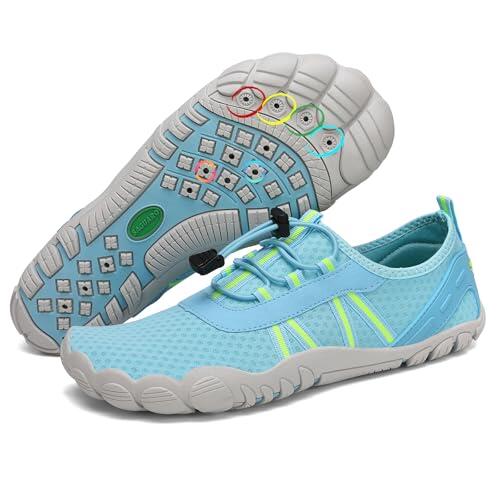 SAGUARO Escarpines Mujer Zapatillas Agua Hombre Secado Rápido Barefoot Zapatos de Agua Antideslizante Escarpines Surf Ligeras Zapatillas Minimalistas para Playa Snorkel Kayak Azul Cielo Claro,Gr.38