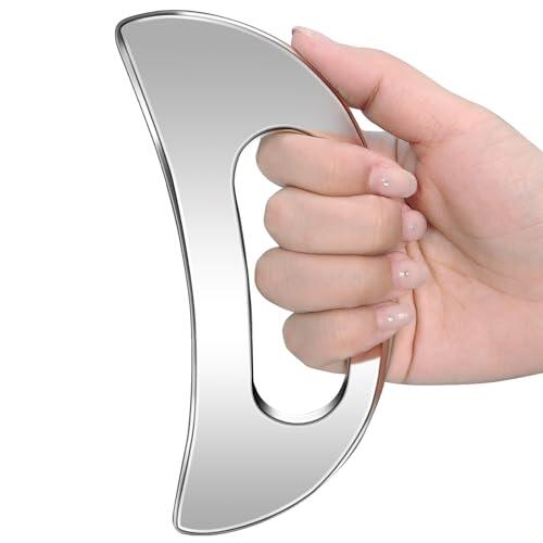 Masajeador corporal Gua Sha de acero inoxidable, raspador Guasha grande con asa, masaje de drenaje linfático para piernas, espalda, cara, cuello, relajación muscular y alivio del dolor, eliminación de