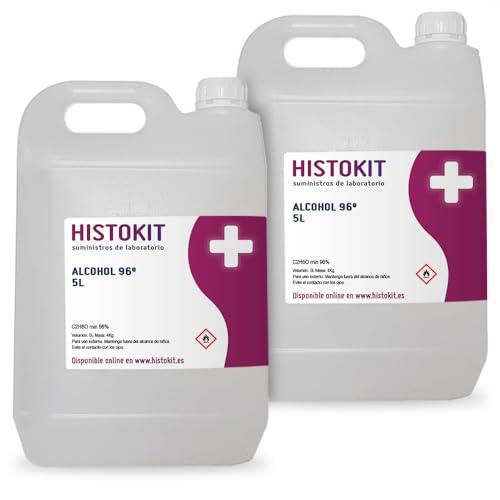 Alcohol 96% (Etanol) 10 Litros (Paquete de 2) | Alcohol etílico Sanitario Desinfectante para Superficies, Manos y Heridas | Uso Cosmético y Farmacéutico