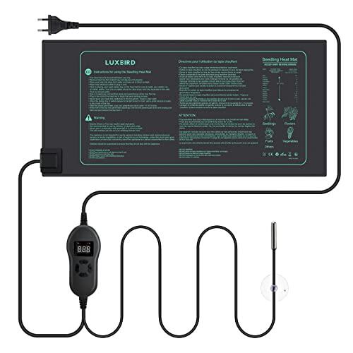 Luxbird Estera calefactora para plantas con termostato y función de temporizador, 30 W, estera térmica impermeable IP67, ideal para invernadero, cultivo y terrarios, 52 x 25 cm